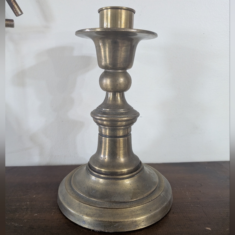 Vintage Extra Large Heavy Solid Brass Candlestick Classic Turned Baluster